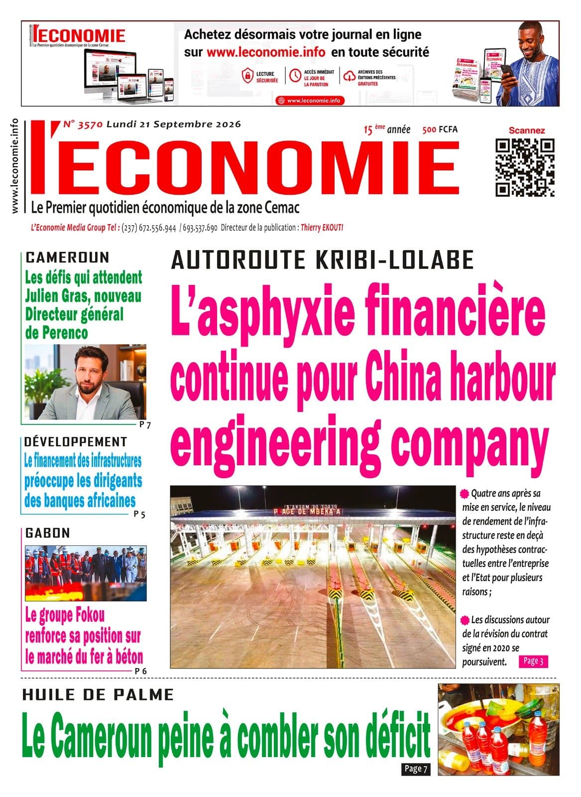 N°3570 L’Economie du Lundi 21 Septembre 2026