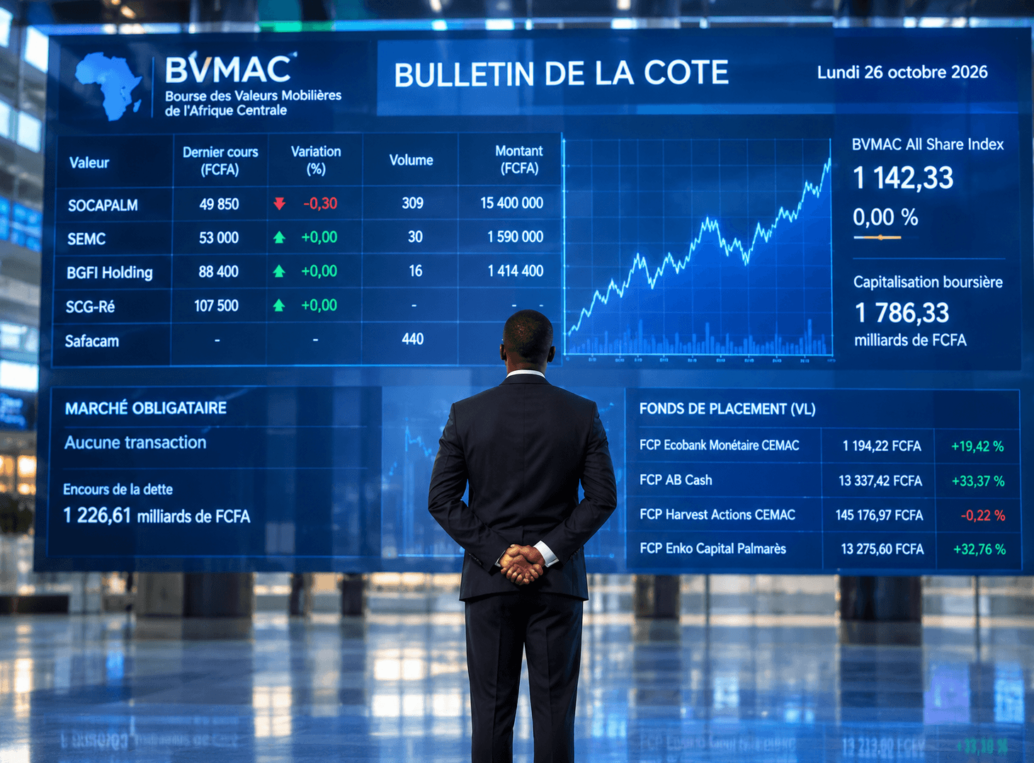 BVMAC : 18,51 millions de FCFA échangés sur le marché des actions