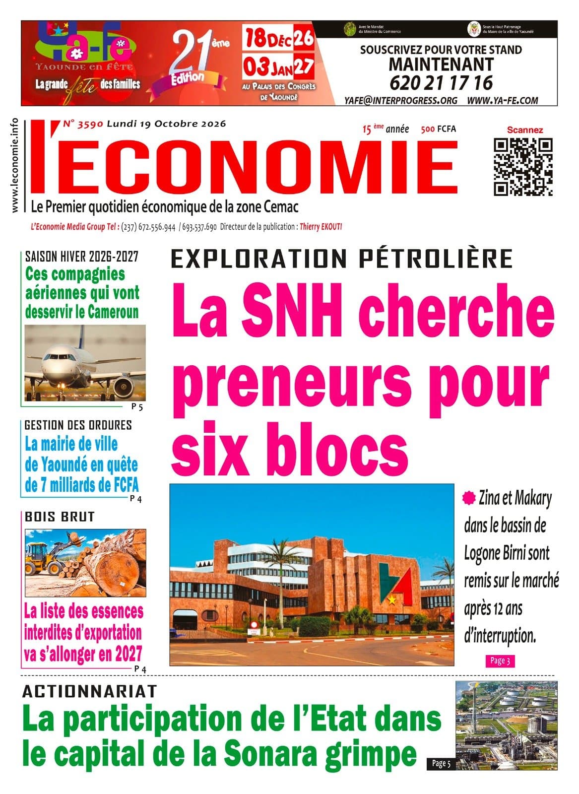 Dernière édition du journal L'Economie