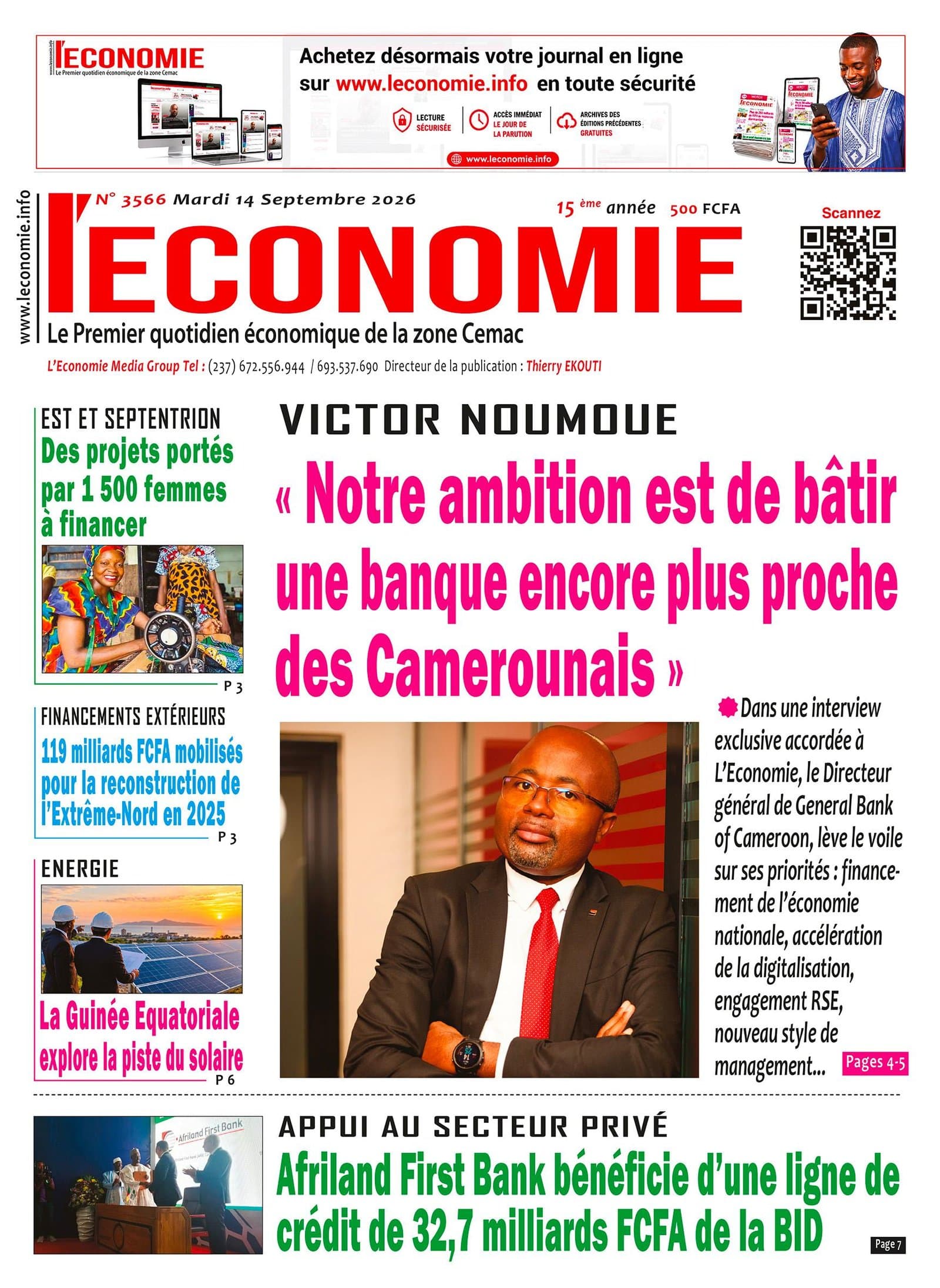 N°3566 L’Economie du Mardi 15 Septembre 2026