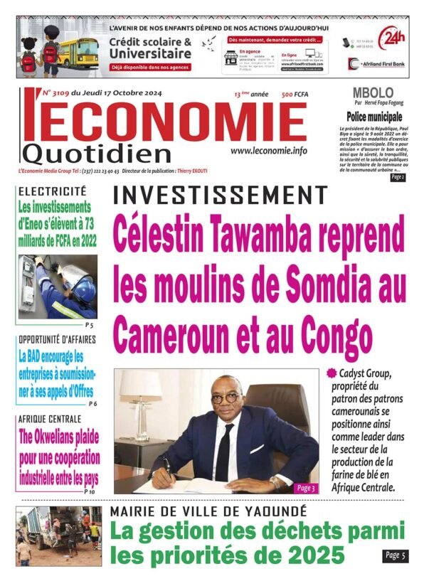 N°3109 le quotidien L'Economie du Jeudi 17 Octobre 2024
