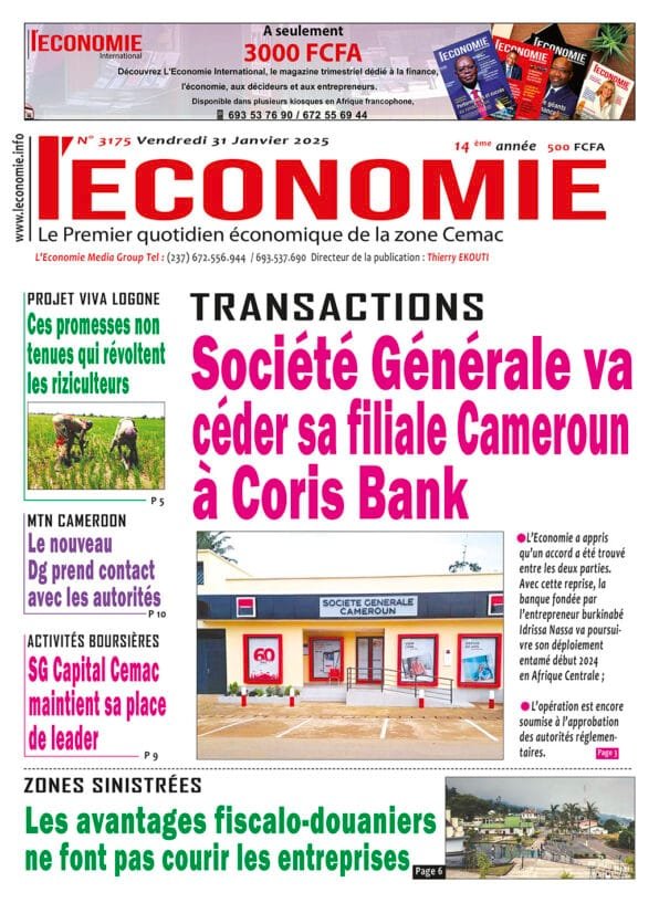 N°3175 du journal L'Economie du Vendredi 31 Janvier 2025