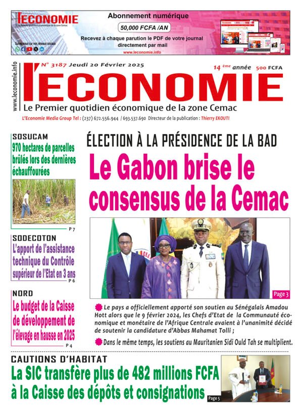 N°3187 journal L'Economie du Jeudi 20 Février 2025