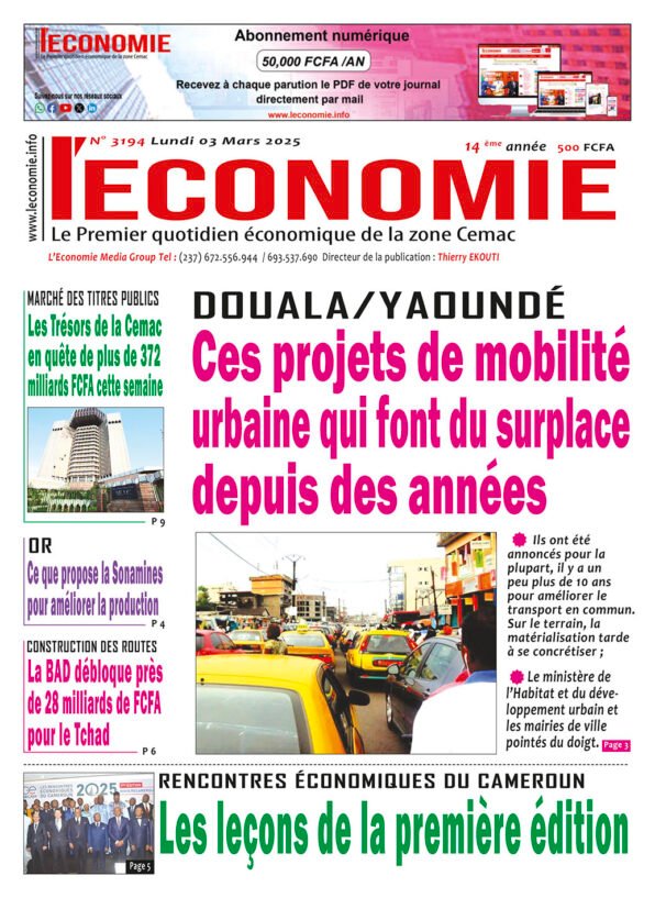 N°3194 journal L'Economie du Lundi 03 Mars 2025