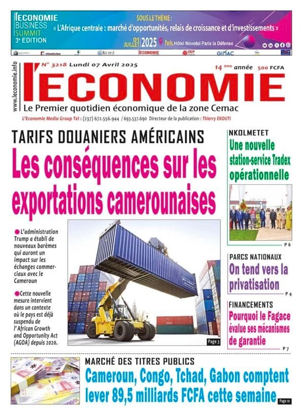 N°3218 du journal L'ECONOMIE  du Lundi 07 Avril 2025