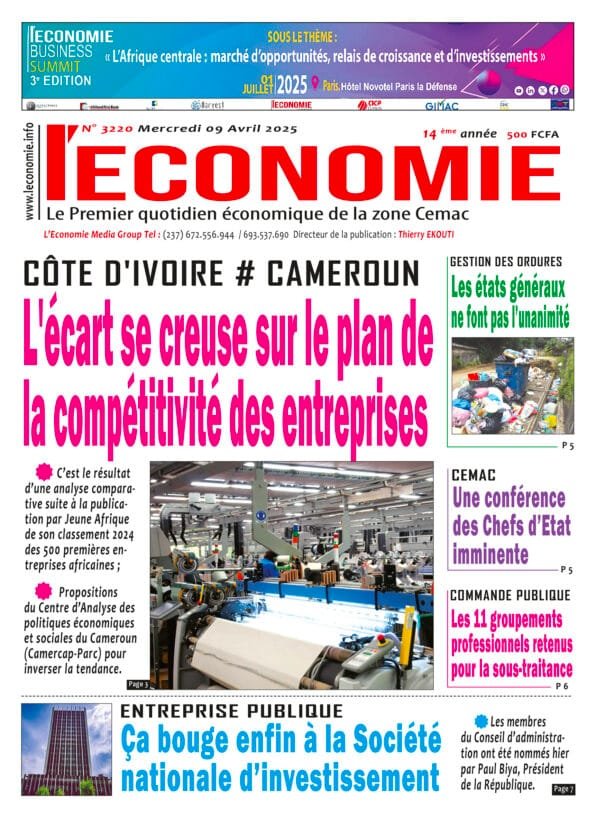 N°3220 du Journal L'Economie du Mercredi 09 Avril 2025