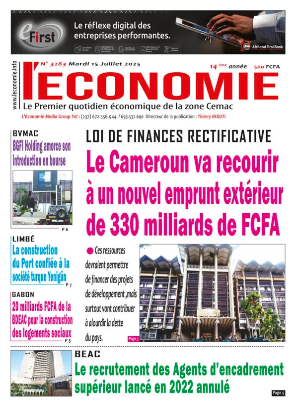 N°3283 du journal L'Economie du Mardi15 Juillet 2025